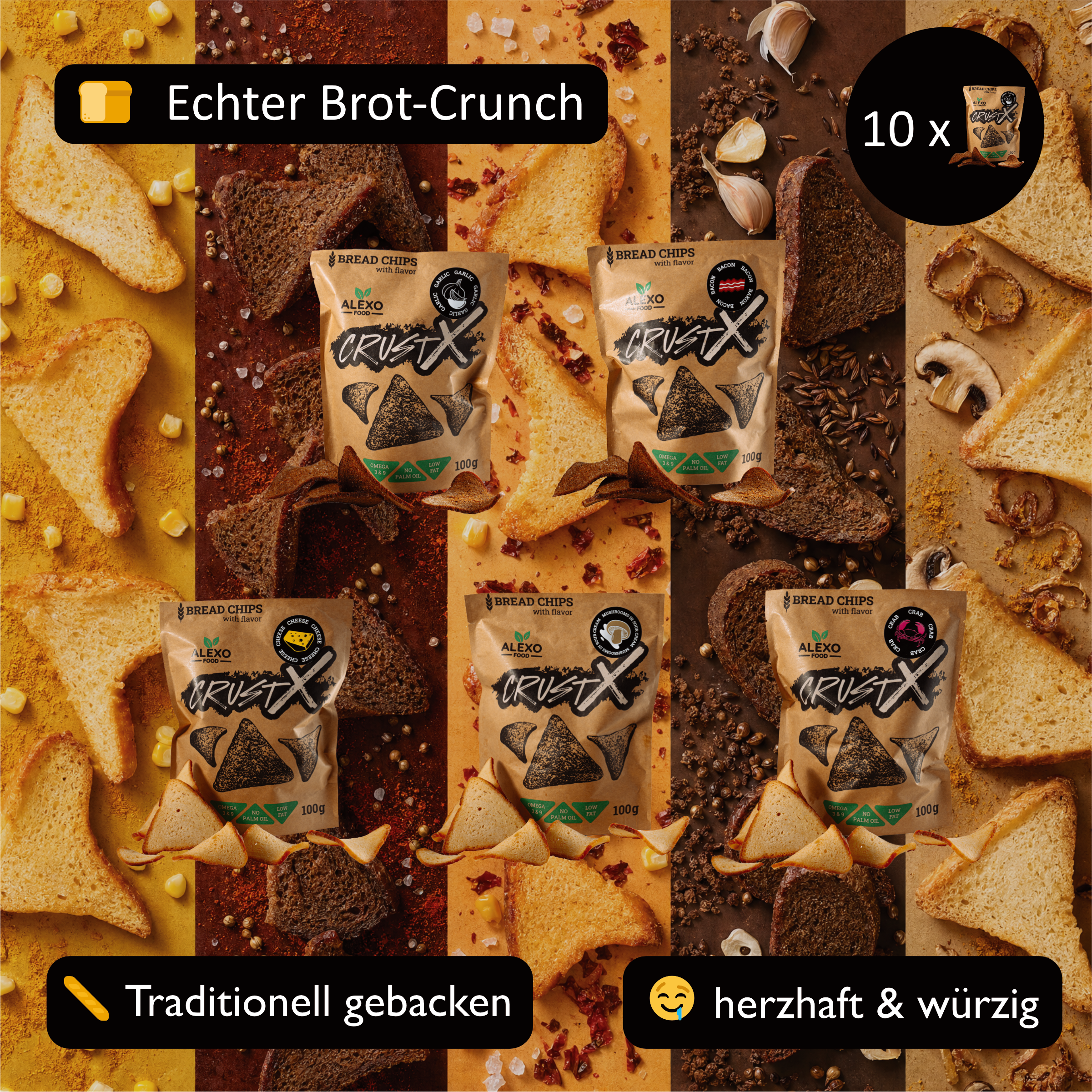 Snackbox für Partys: 10x Chips + 20x Fruchtriegel + 12x Knusperbrot