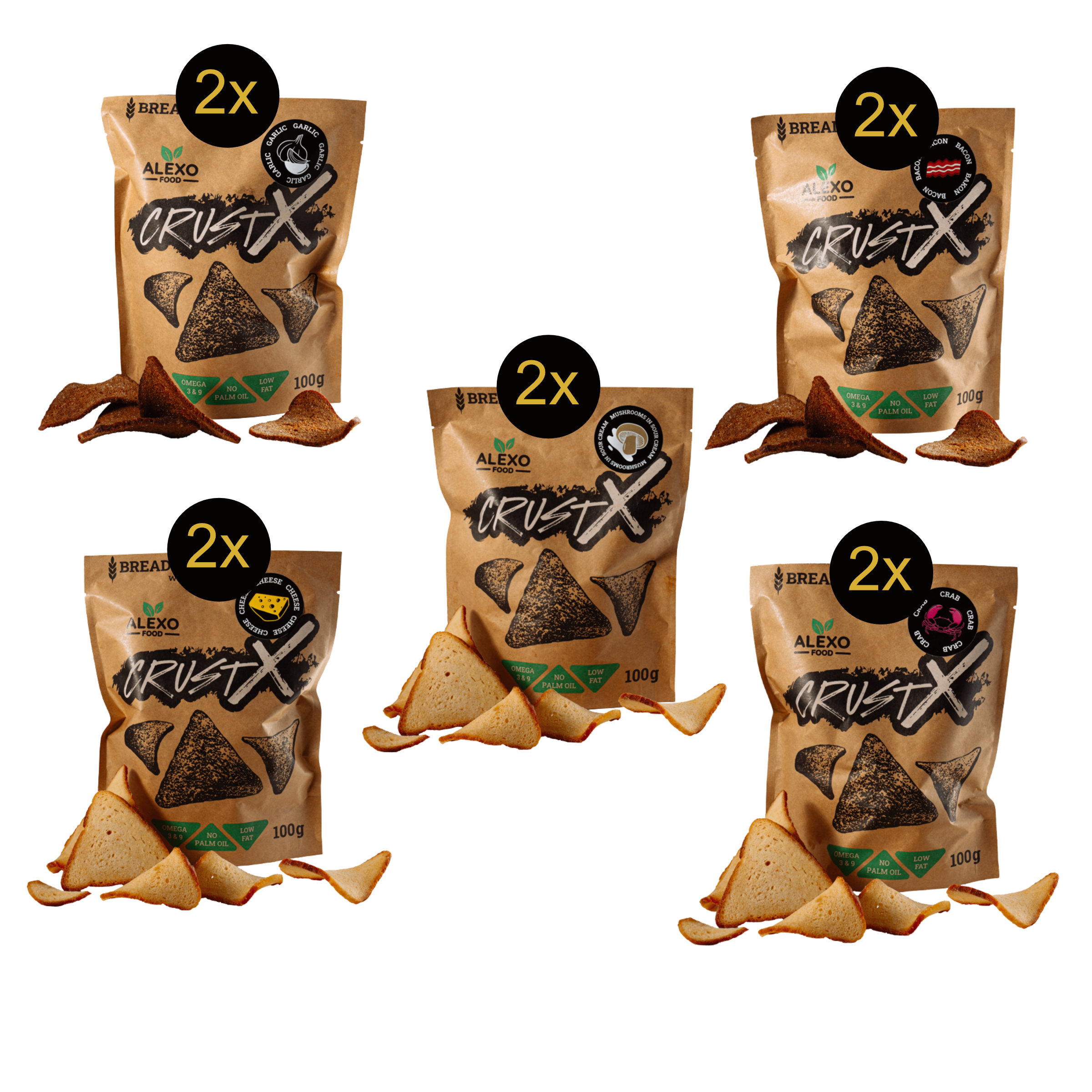 Alexo Food CrustX Brotchips 10er Probierpaket