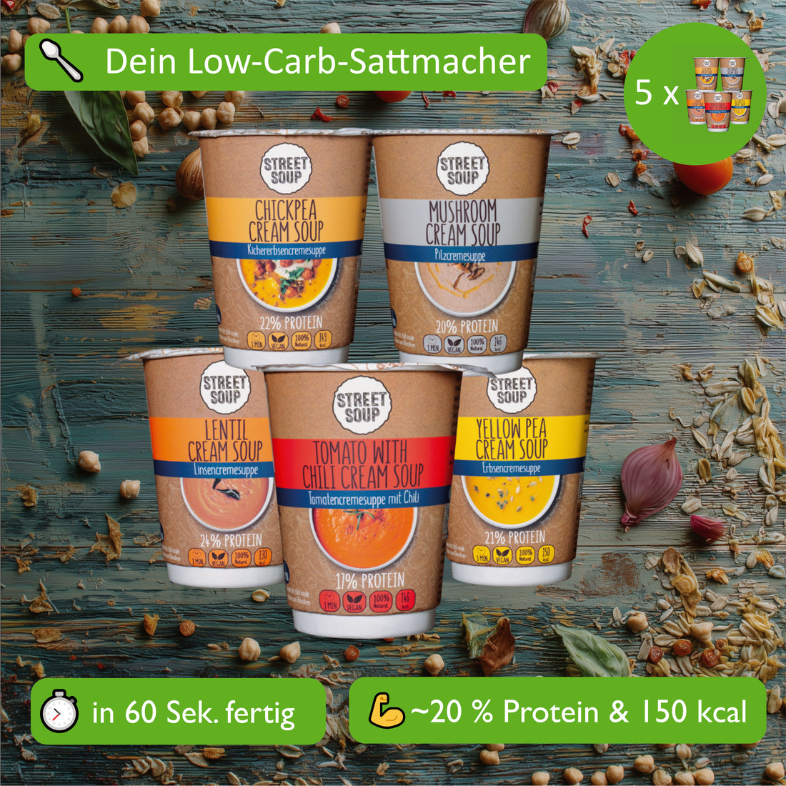 Suppendiät 4 Tage: 15 Suppen + 20 Desserts