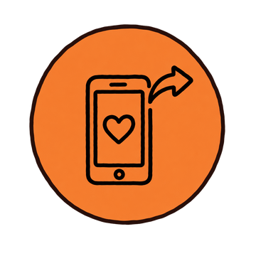Icon Teilen: Smartphone mit Herz