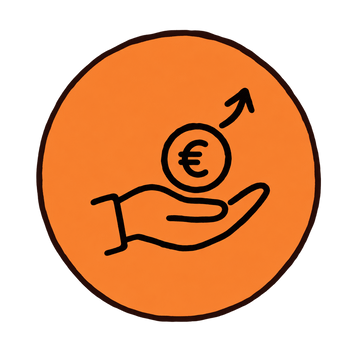 Icon Verdienen: Hand mit Euro-Muenze